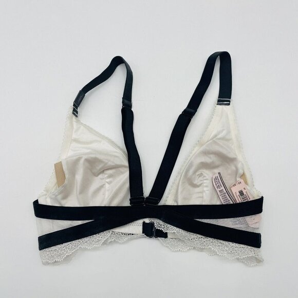 Victorias Secret Womens Size XS Lace Lined Snap Front Bralette White Black 1516 - Picture 5 of 8